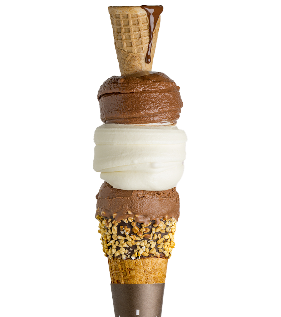 Special three chocolate flavored ice cream cone Cioccolatitaliani